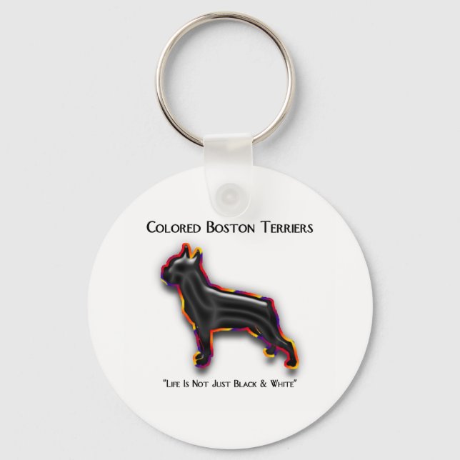 Coloured Boston Terrier Key Ring (Front)