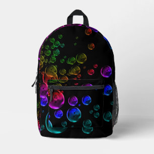 Coloured bubbles on black printed backpack