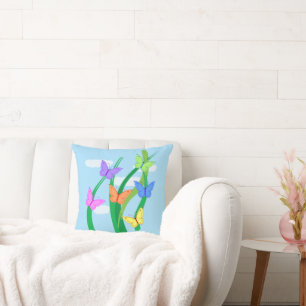 Coloured Butterflies and Sky Cushion