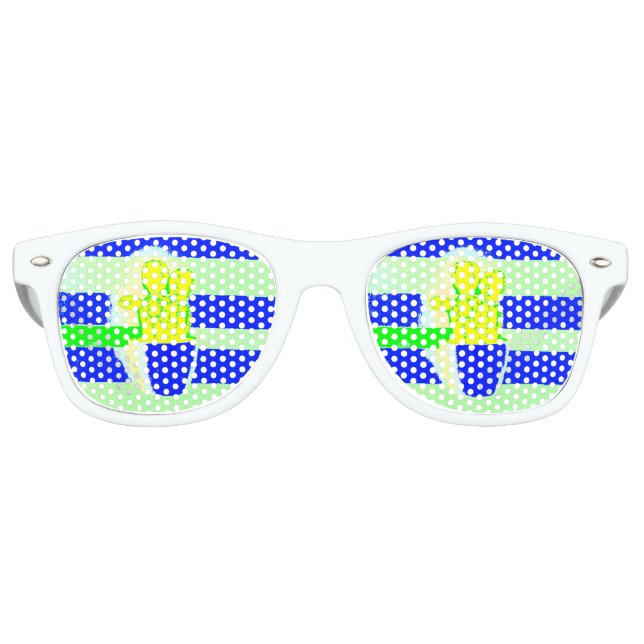 Coloured cactus retro sunglasses (Front)