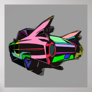 Coloured cadillac poster