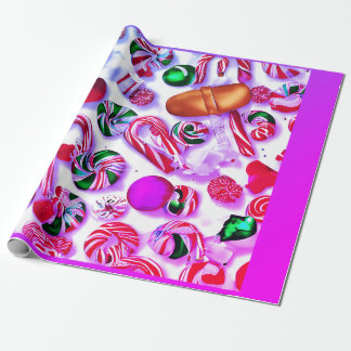 Coloured candy canes for the festive season wrapping paper