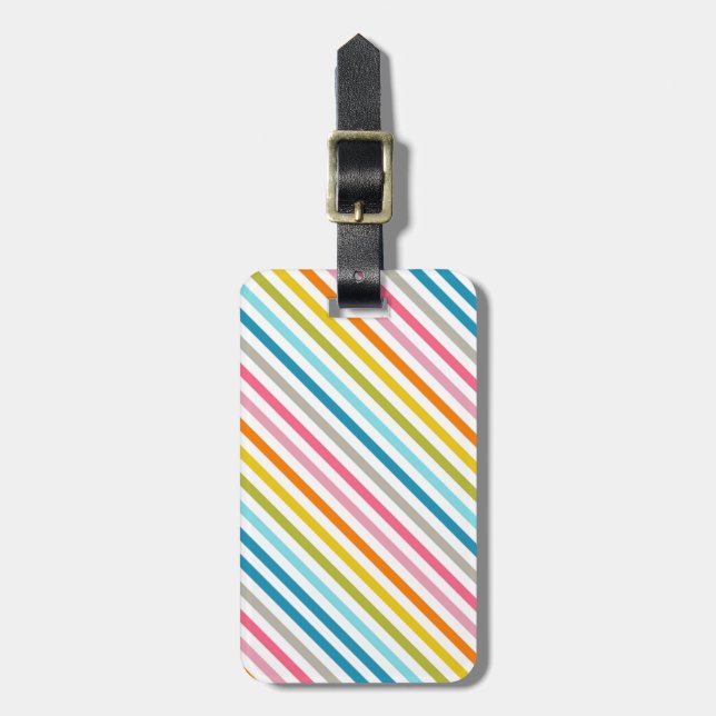 Coloured Candy Stripes Luggage Tag (Front Vertical)