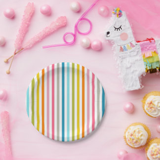 Coloured Candy Stripes Paper Plate