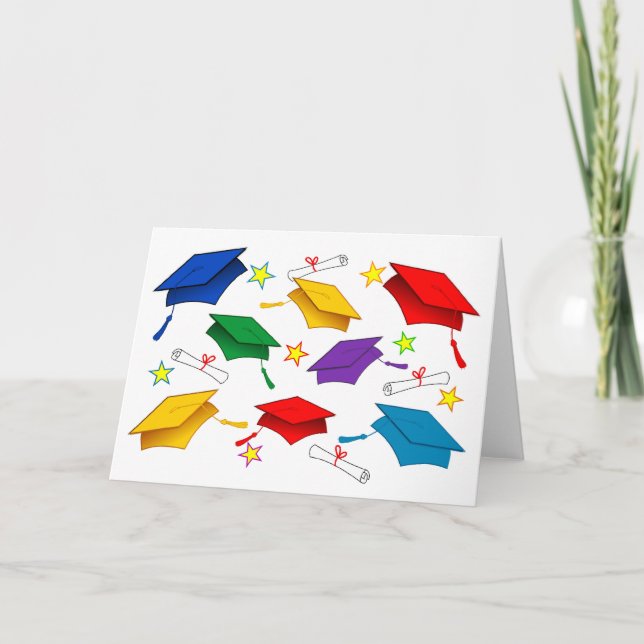 Coloured Caps - Graduation Paper Greeting Card (Front)