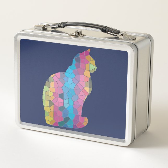 Coloured Cat Metal Lunch Box (Front)