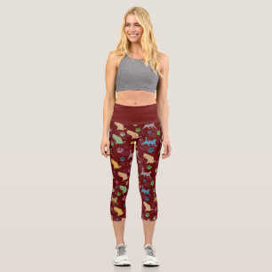 Coloured Cats Paw Prints Pattern Capri Leggings