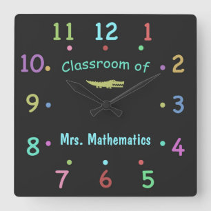 Coloured Chalk Custom Teacher Clock