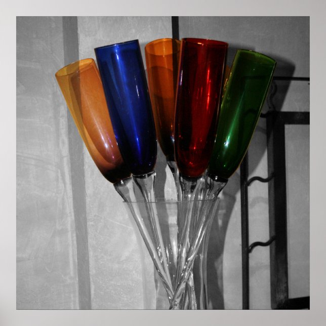 Coloured Champagne Flutes Poster (Front)