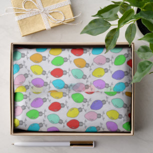 Coloured Christmas Lights On White Tissue Paper