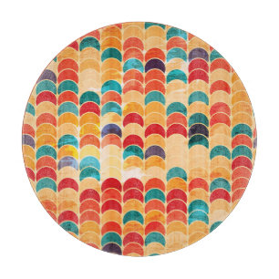 Coloured Circle: Grunge Seamless Pattern. Cutting Board