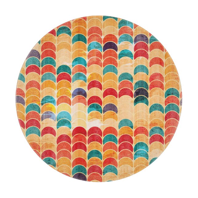 Coloured Circle: Grunge Seamless Pattern. Cutting Board (Front)