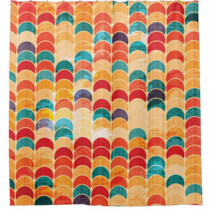 Coloured Circle: Grunge Seamless Pattern. Shower Curtain