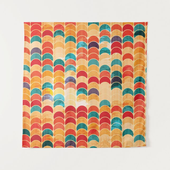 Coloured Circle: Grunge Seamless Pattern. Tapestry (Front)
