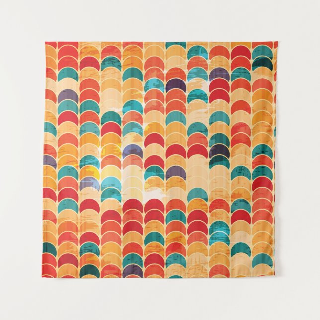 Coloured Circle: Grunge Seamless Pattern. Tapestry (Front)