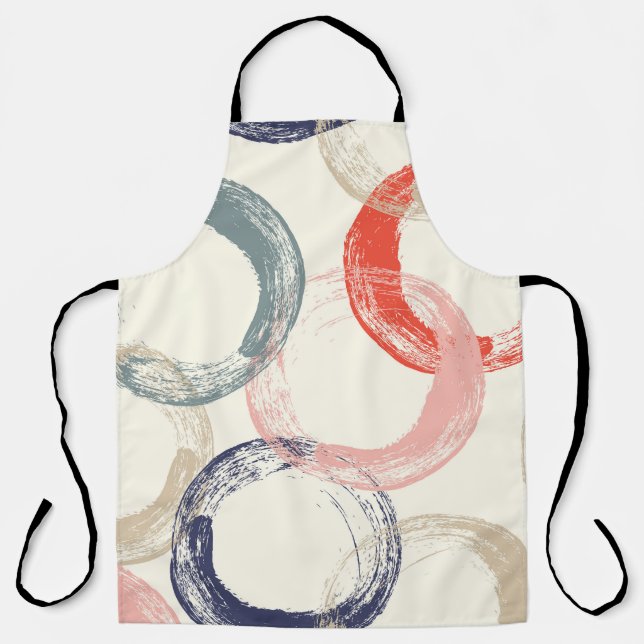 Coloured Circles Brush Texture Pattern Apron (Front)