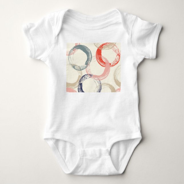 Coloured Circles Brush Texture Pattern Baby Bodysuit (Front)