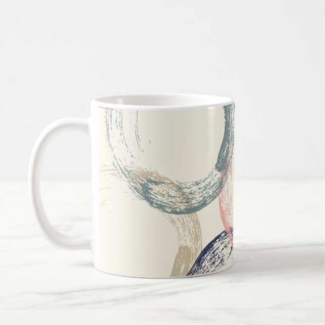 Coloured Circles Brush Texture Pattern Coffee Mug (Left)