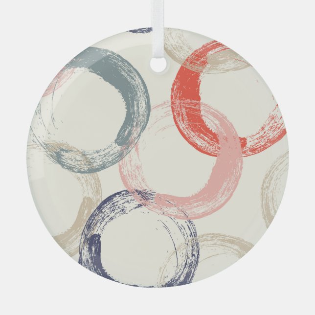 Coloured Circles Brush Texture Pattern Glass Tree Decoration (Front)