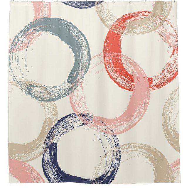 Coloured Circles Brush Texture Pattern Shower Curtain (Front)