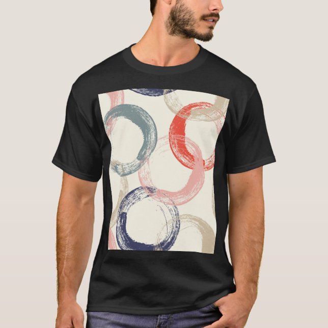 Coloured Circles Brush Texture Pattern T-Shirt (Front)