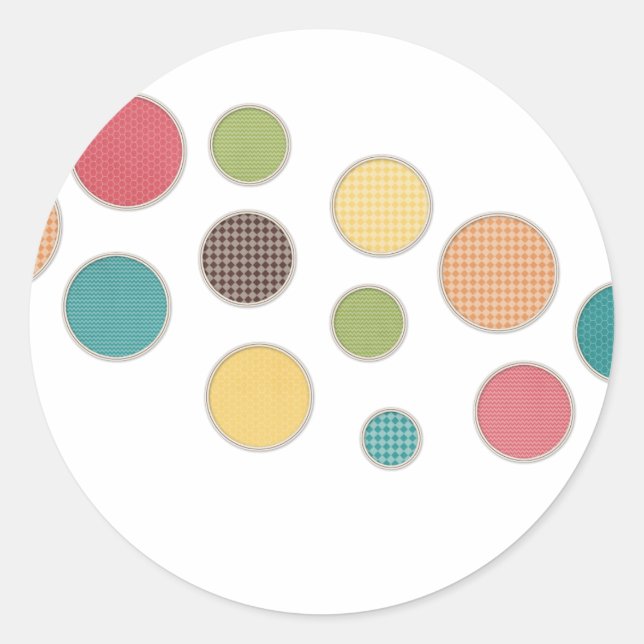 coloured circles in silver frames classic round sticker (Front)