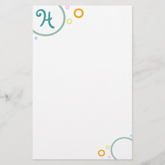 Coloured Circles "Monogram H" Stationery