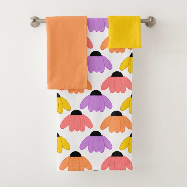 Coloured Coneflowers  Bath Towel Set (Insitu)