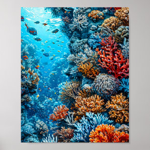 Coloured corals in the water poster