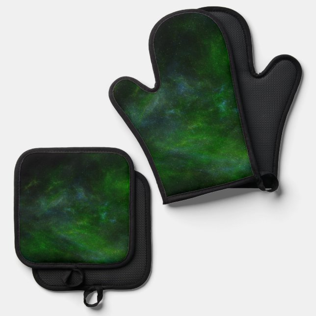 Coloured Cosmos Background Oven Mitt & Pot Holder Set (Front/Back)