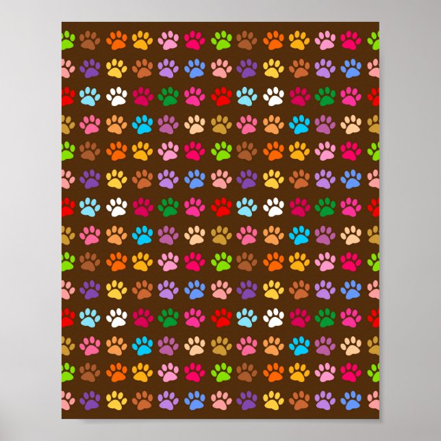 Coloured Dog Cat Animal Paw Prints (Front)