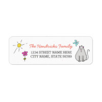 Coloured Doodles Address Labels / Kitty