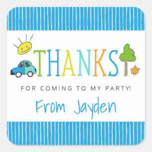 Coloured Doodles Birthday Favour Stickers Car