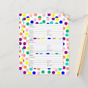 Coloured dots address book page