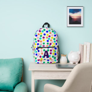 Coloured dots monogram printed backpack