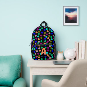Coloured dots monogram printed backpack