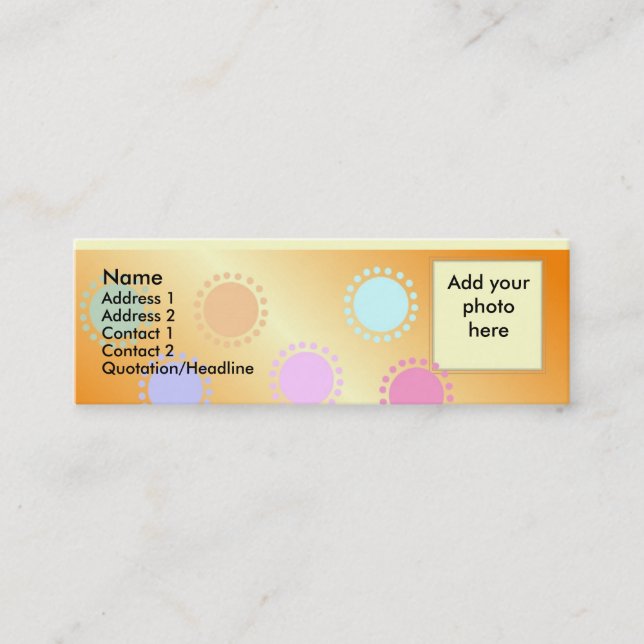 Coloured Dots Skinny Photo Profile Card (Front)