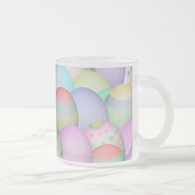 Coloured Easter Eggs Background Frosted Glass Coffee Mug (Right)