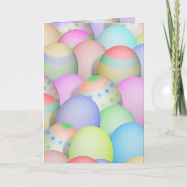 Coloured Easter Eggs Background Holiday Card (Front)