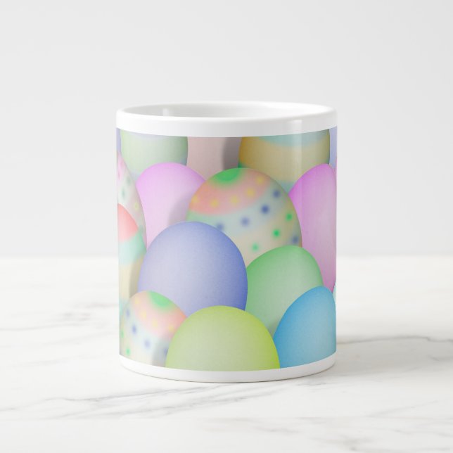 Coloured Easter Eggs Background Large Coffee Mug (Front)