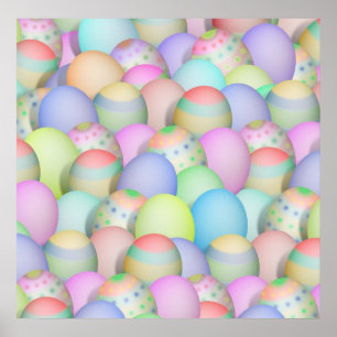 Coloured Easter Eggs Background Poster