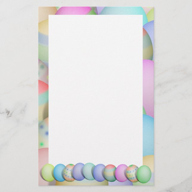 Coloured Easter Eggs Background Stationery (Front)