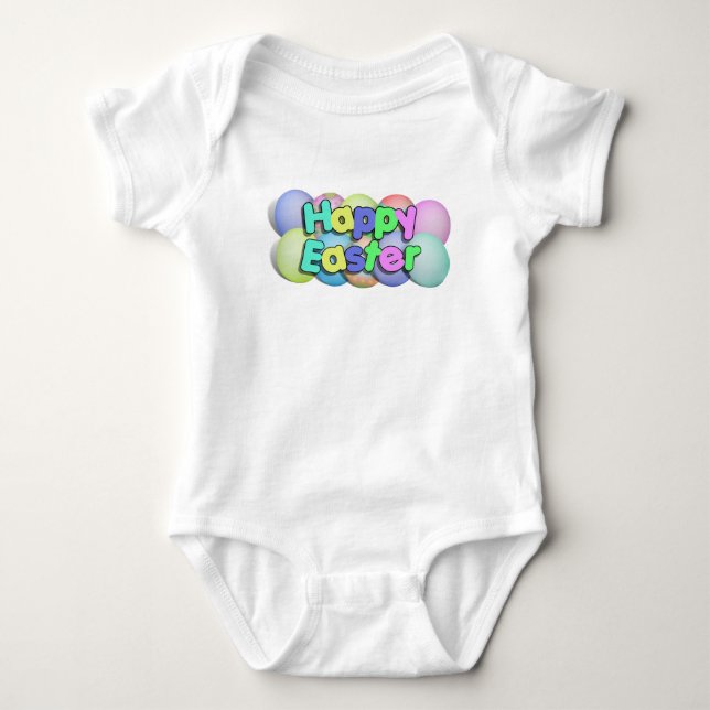 Coloured Easter Eggs - Happy Easter Baby Bodysuit (Front)