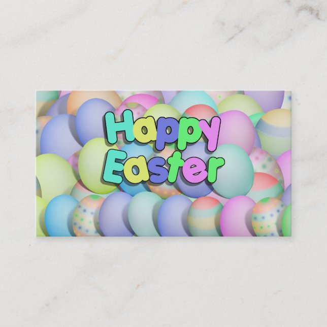 Coloured Easter Eggs - Happy Easter Business Card (Front)