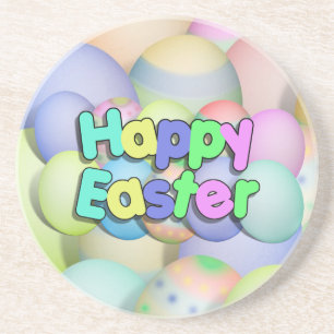 Coloured Easter Eggs - Happy Easter Coaster