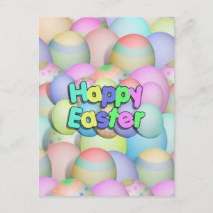 Coloured Easter Eggs - Happy Easter Holiday Postcard