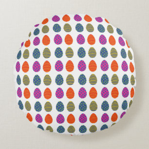 Coloured Easter Eggs Round Cushion