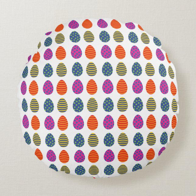 Coloured Easter Eggs Round Cushion (Front)