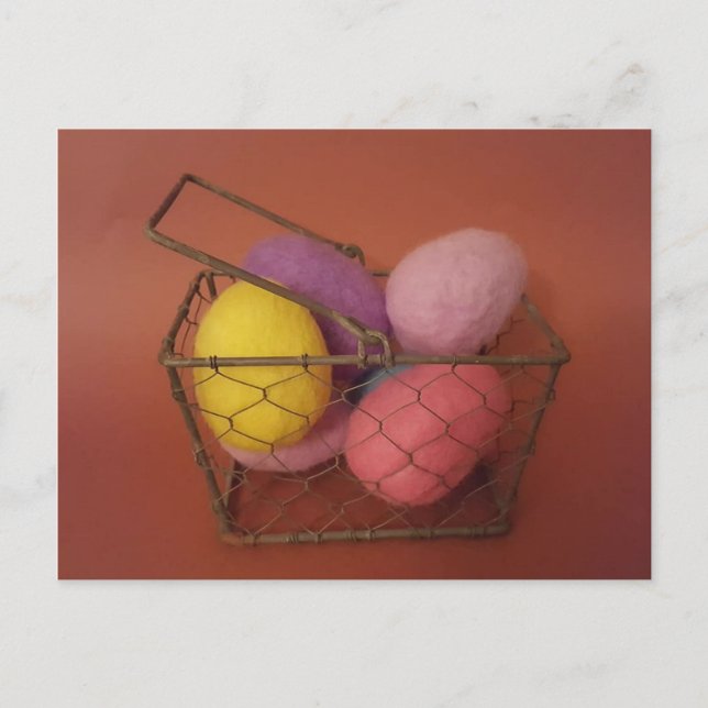 Coloured Eggs Basket postcard - Easter (Front)