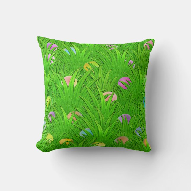 Coloured Eggs in Grass Pillow (Front)